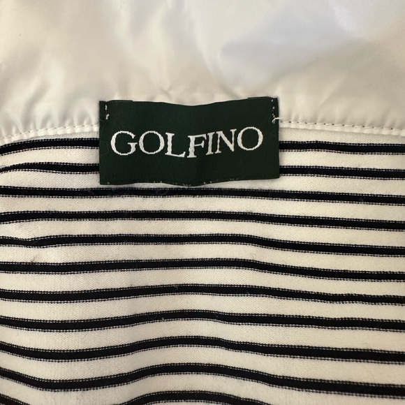 Golfino White and Blue Fitted Button Down Shirt with Polo Collar - Picture 6 of 8